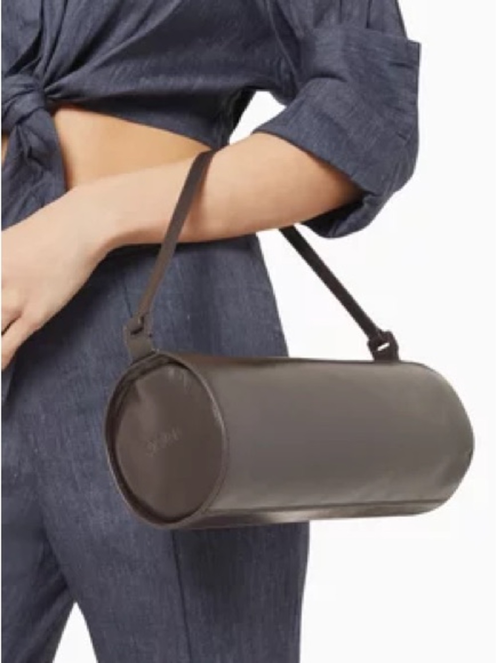 Staud Brown Mini Taru Bag Cylinder Shoulder Bag - Dark Brown Leather Style